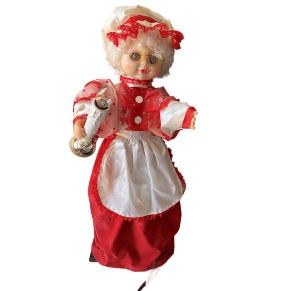 VIntage Animated Mrs Claus Waving Candle Yellow Glasses 1989 - Picture 1 of 15
